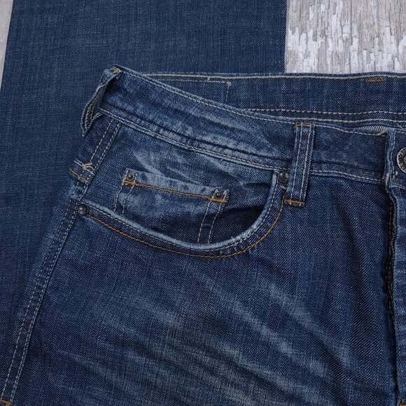 Buffalo Jeans Mens 36x34 Blue Denim King Bootcut Dark Wash Western Pants - Picture 5 of 8